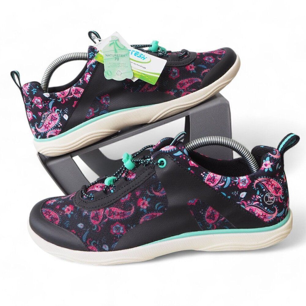 Lands' End Paisley Outdoor‎ Water Sneakers Black / Pink / Aqua Women's 10D